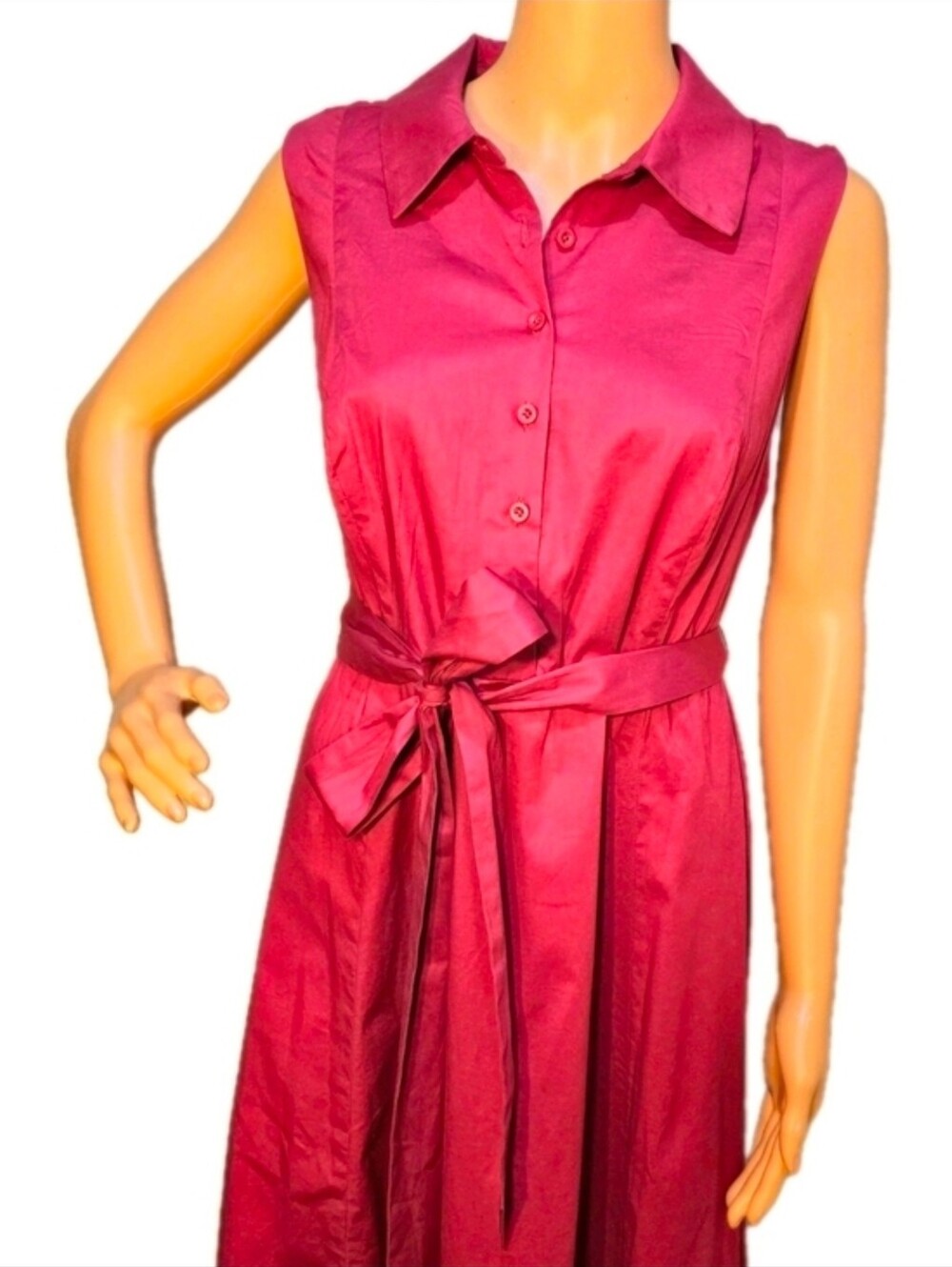 Torrid Midi Poplin Collared Button-Front Tie-Waist Midi Dress With POCKETS! 😍